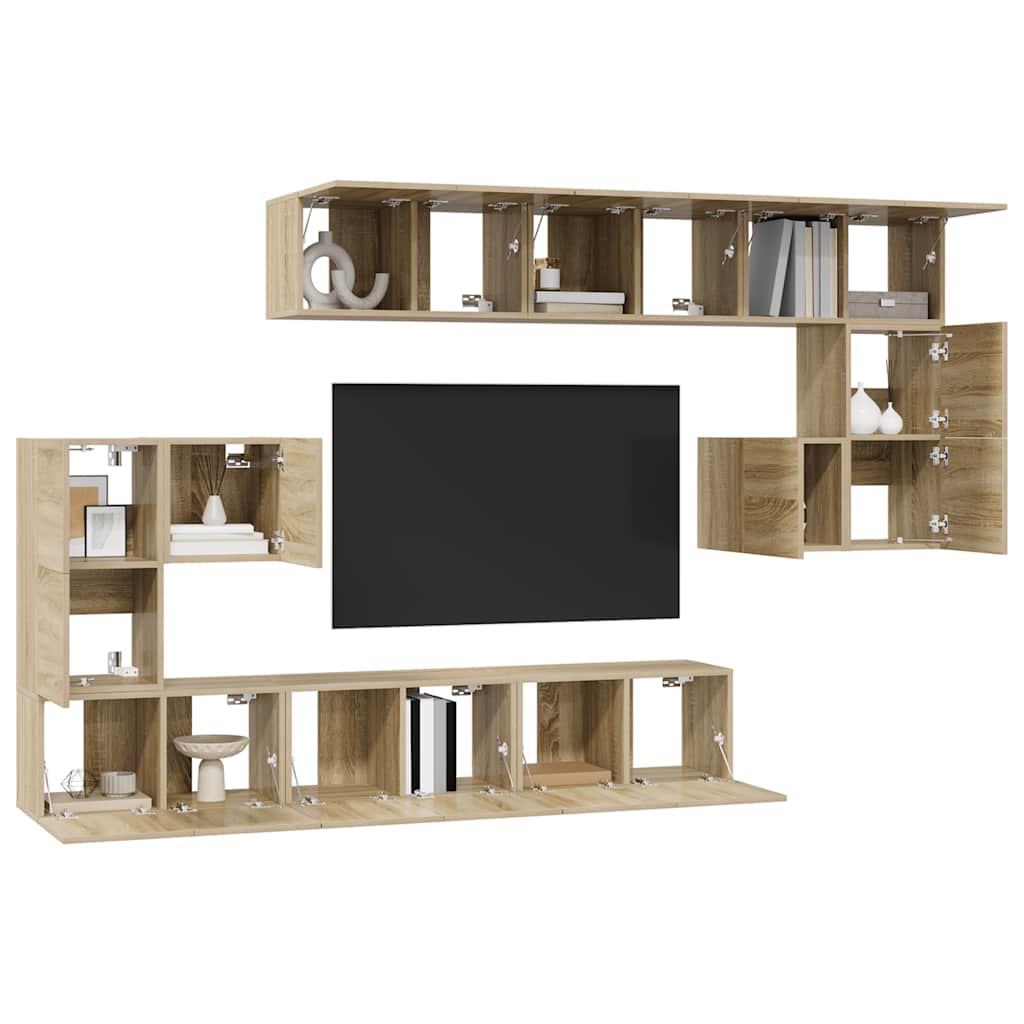 10 Piece TV Cabinet Set Sonoma Oak Engineered Wood