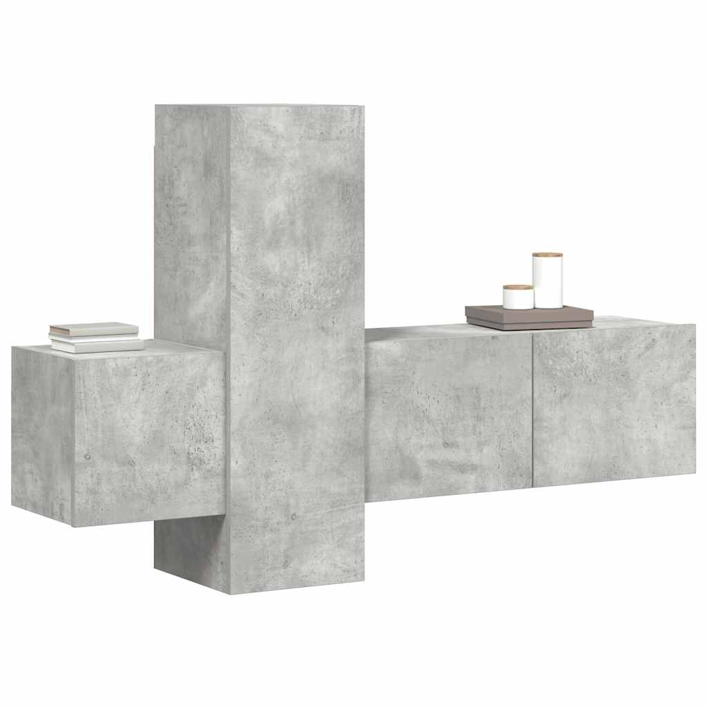 3 Piece TV Cabinet Set Concrete Grey Engineered Wood