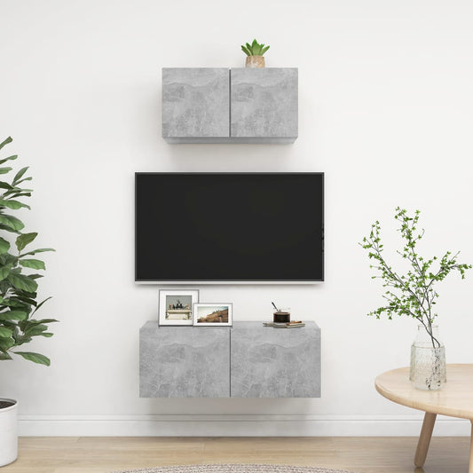 2 Piece TV Cabinet Set Concrete Grey Engineered Wood