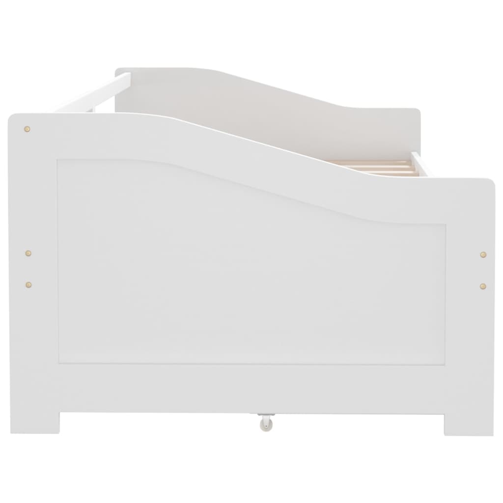 3-Seater Day Bed without Mattress White Solid Pinewood 90x200cm