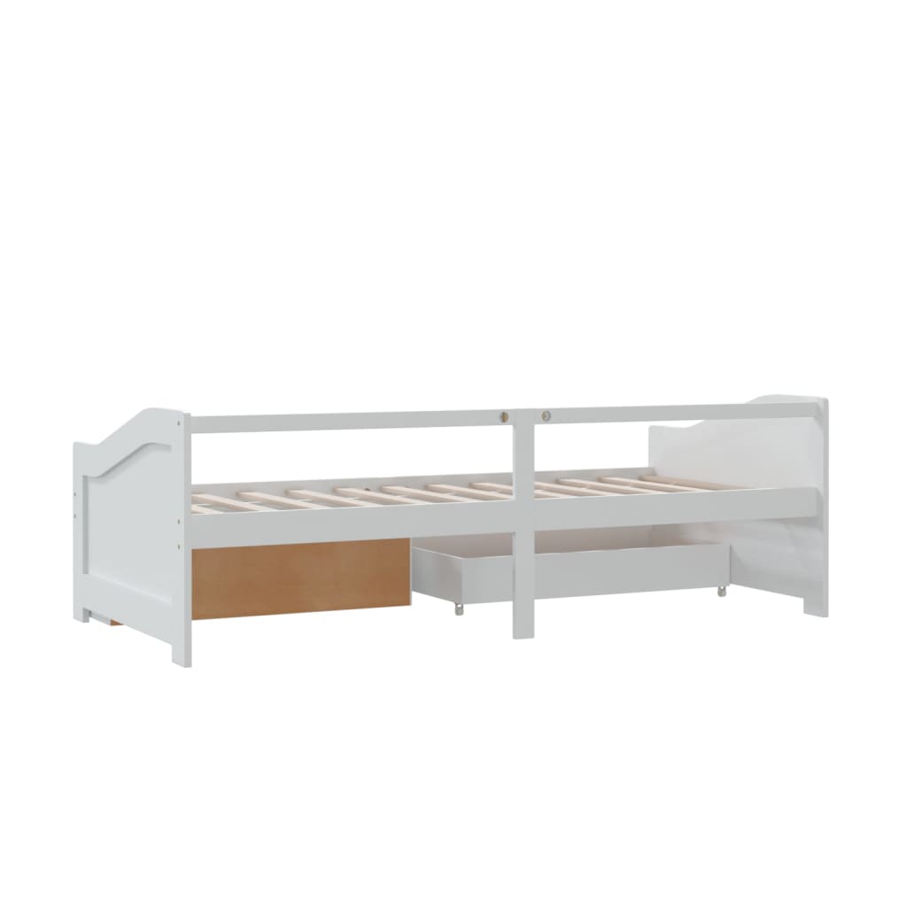 3-Seater Day Bed without Mattress White Solid Pinewood 90x200cm
