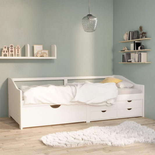 3-Seater Day Bed without Mattress White Solid Pinewood 90x200cm