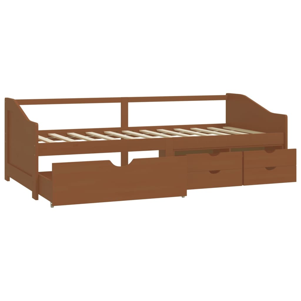 3-Seater Day Bed without Mattress Honey Brown Solid Pinewood 90x200cm