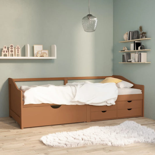 3-Seater Day Bed without Mattress Honey Brown Solid Pinewood 90x200cm