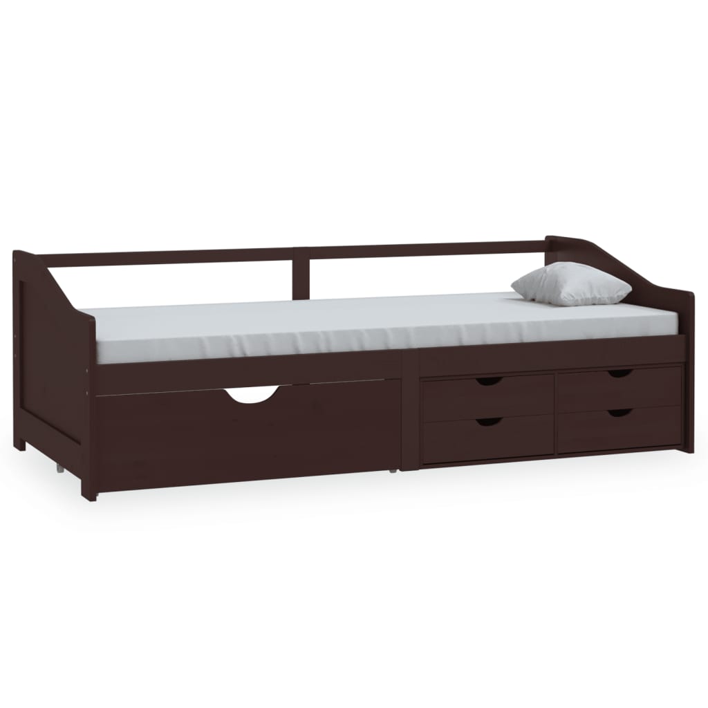 3-Seater Day Bed without Mattress Dark Brown Solid Pinewood 90x200cm