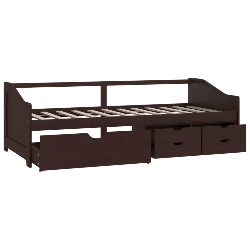 3-Seater Day Bed without Mattress Dark Brown Solid Pinewood 90x200cm