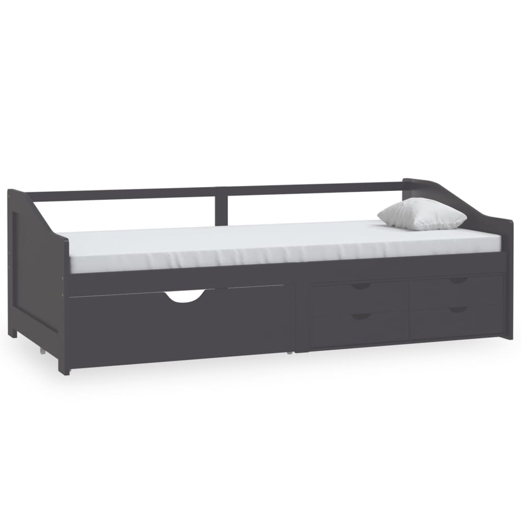 3-Seater Day Bed without Mattress Grey Solid Pinewood 90x200cm