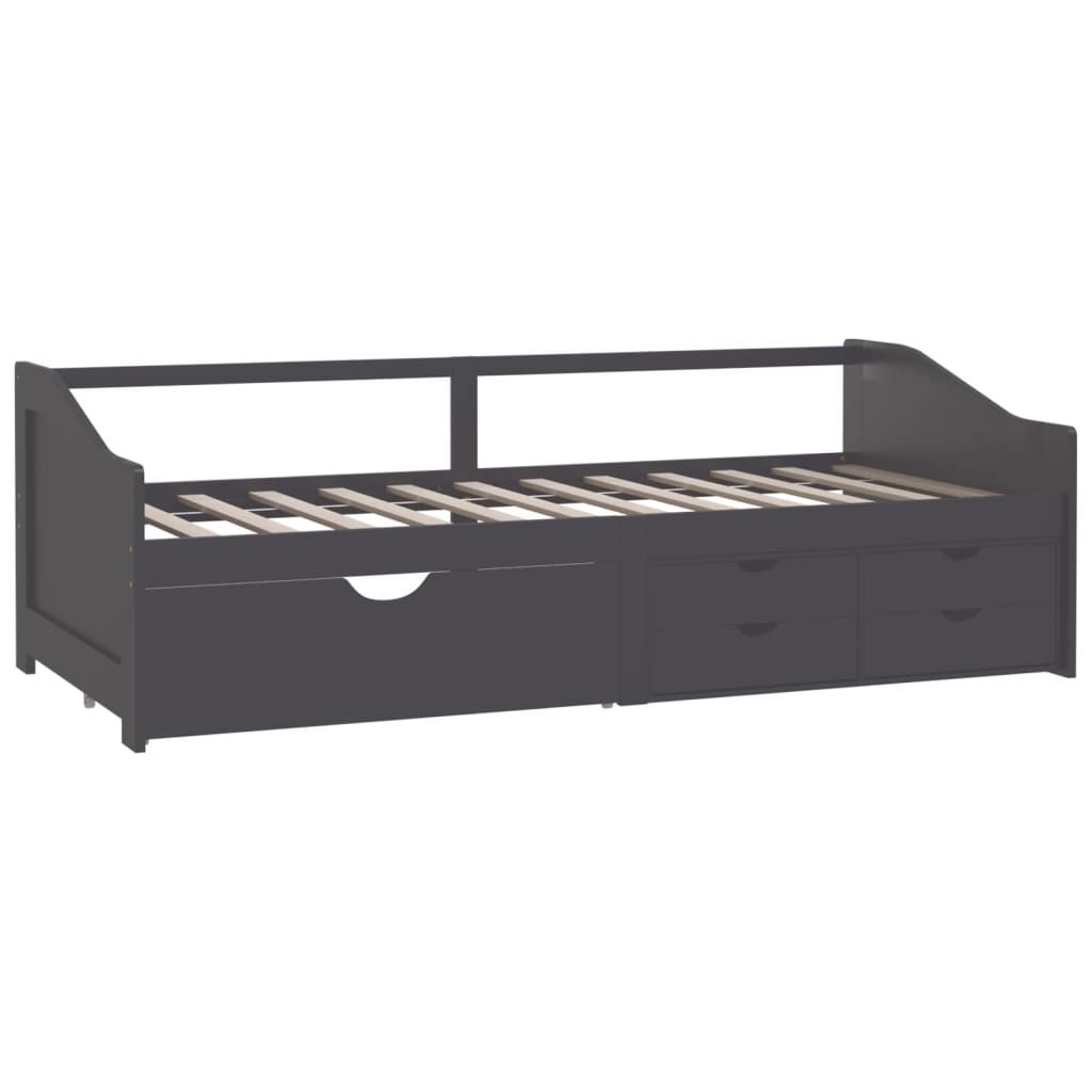 3-Seater Day Bed without Mattress Grey Solid Pinewood 90x200cm