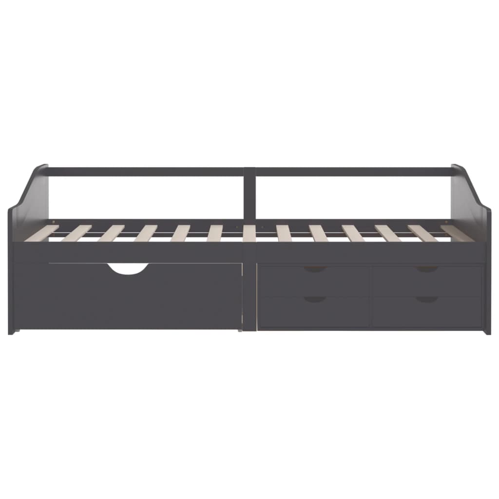 3-Seater Day Bed without Mattress Grey Solid Pinewood 90x200cm