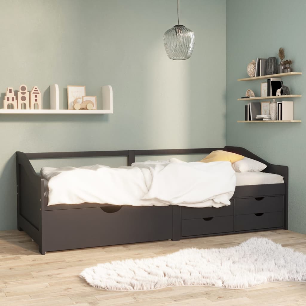 3-Seater Day Bed without Mattress Grey Solid Pinewood 90x200cm