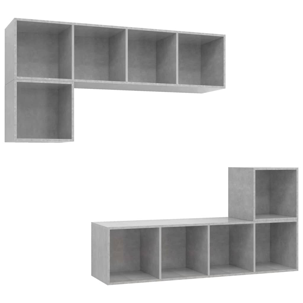 4 Piece TV Cabinet Set Concrete Grey Engineered Wood