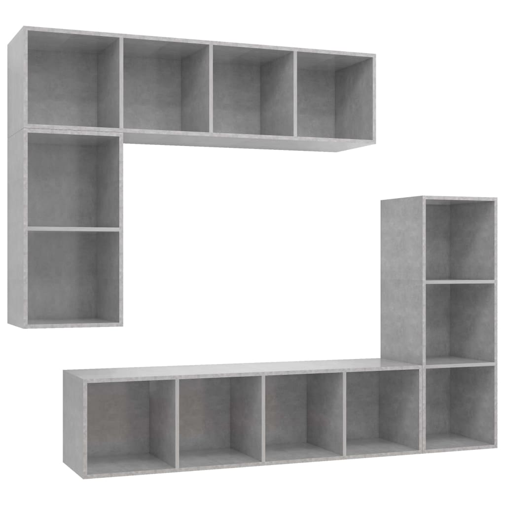 4 Piece TV Cabinet Set Concrete Grey Engineered Wood