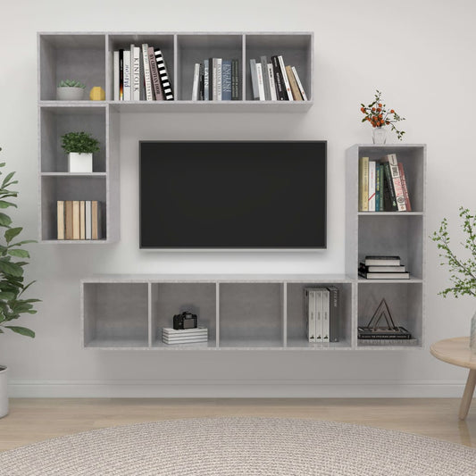 4 Piece TV Cabinet Set Concrete Grey Engineered Wood