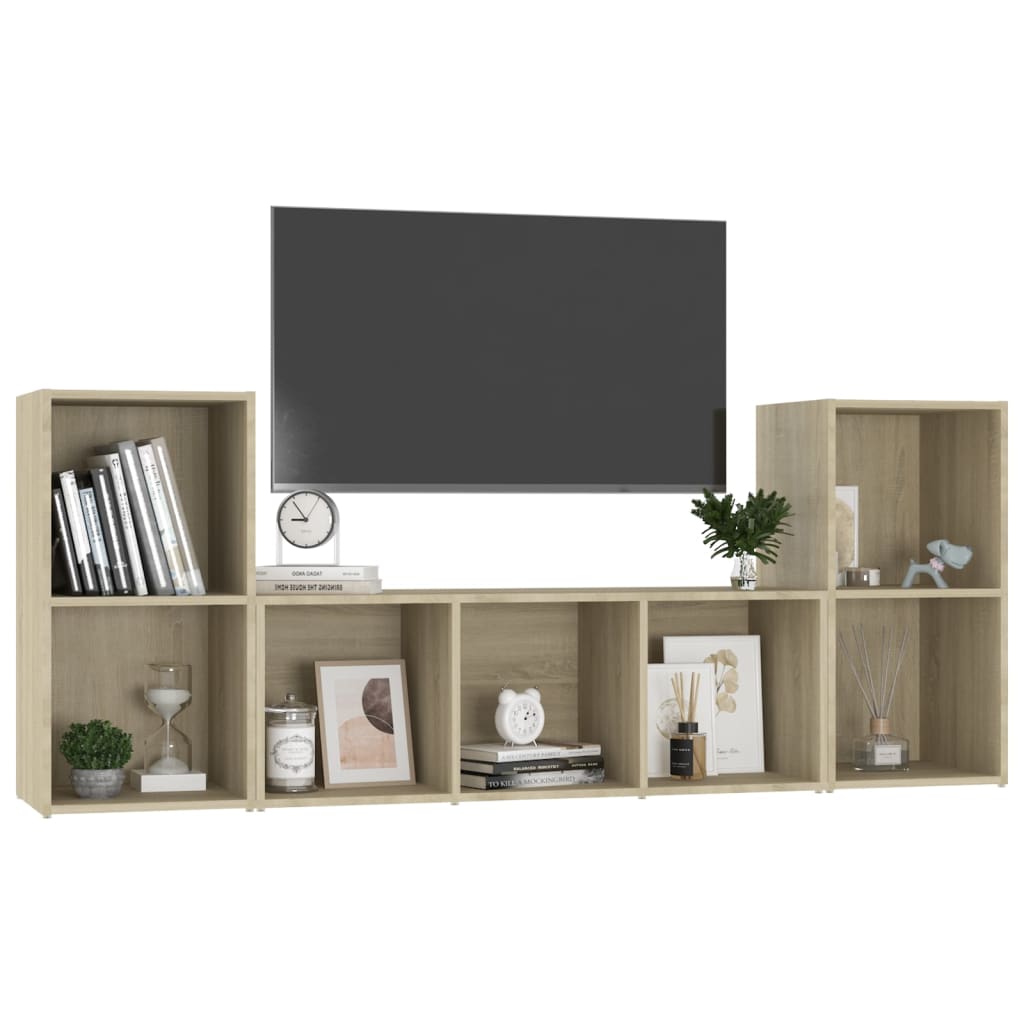 3 Piece TV Cabinet Set Sonoma Oak Engineered Wood
