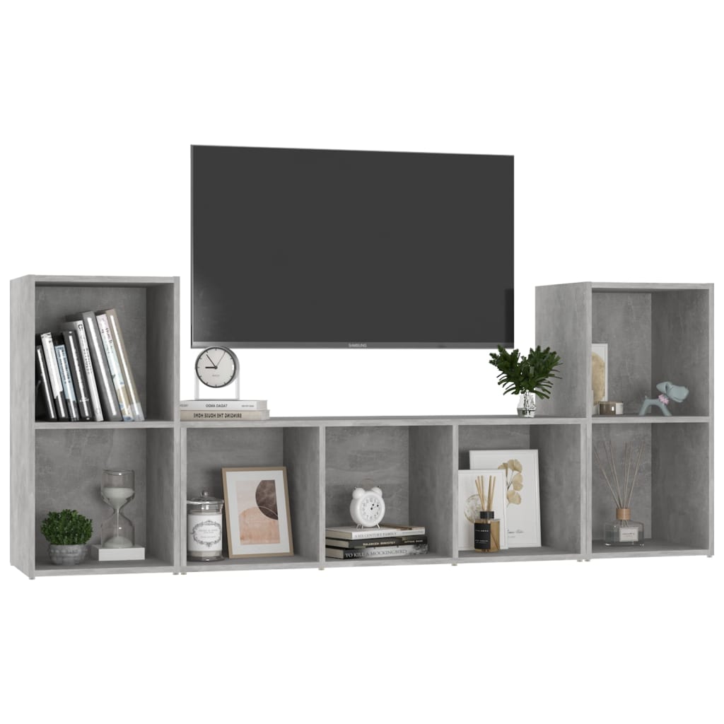 3 Piece TV Cabinet Set Concrete Grey Engineered Wood