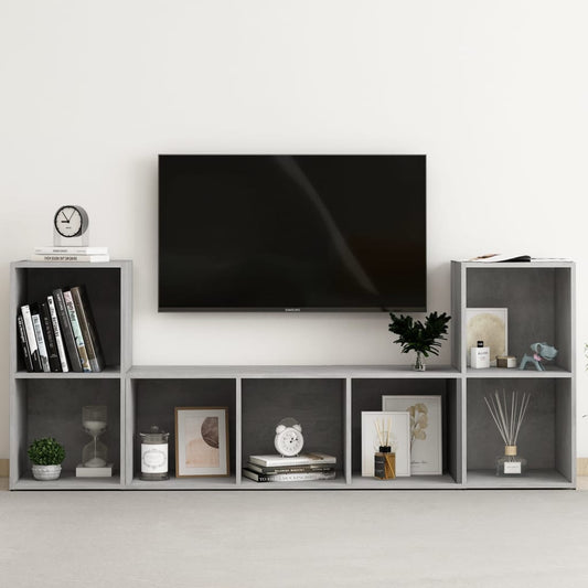 3 Piece TV Cabinet Set Concrete Grey Engineered Wood