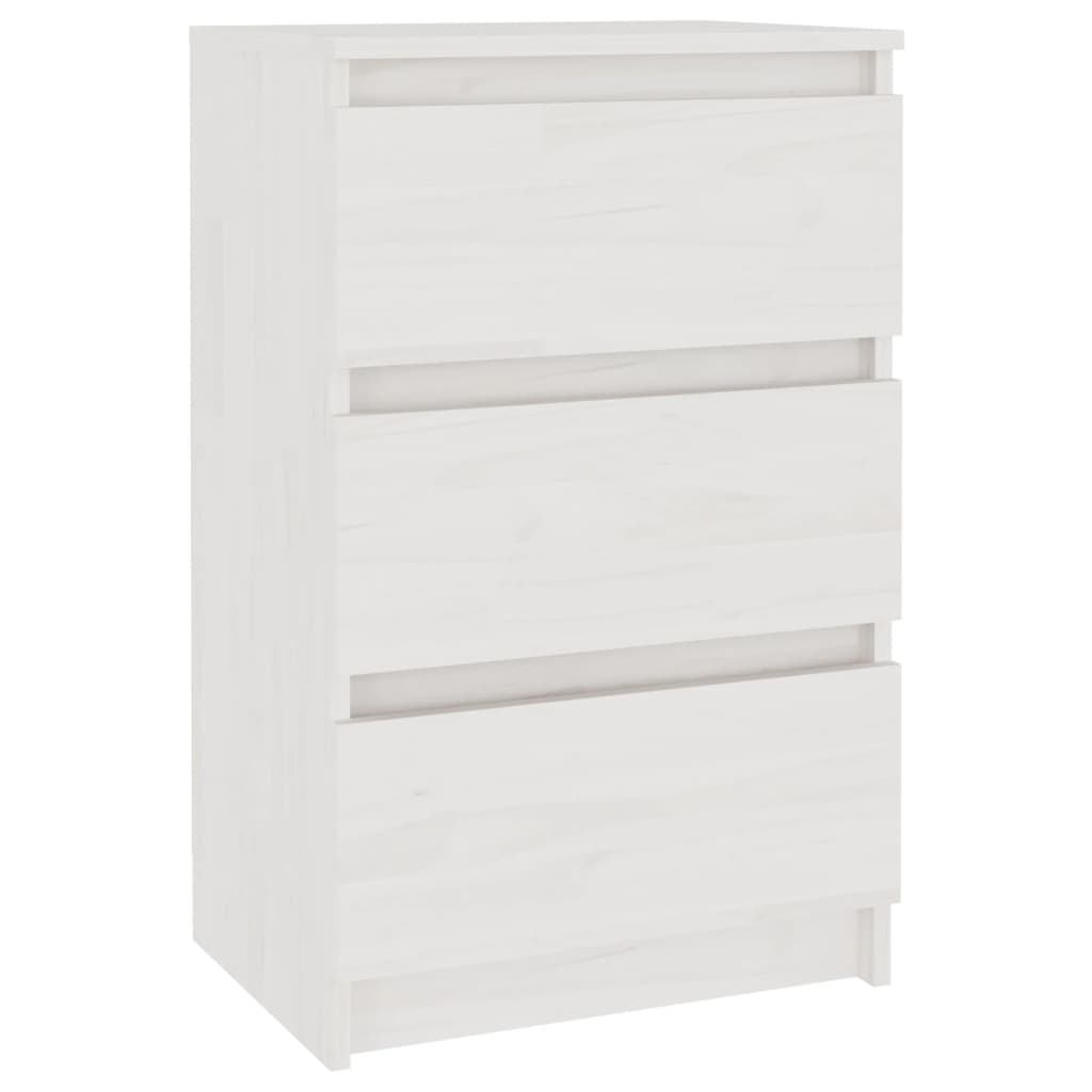 Bedside Cabinet White 40x29.5x64 cm Solid Pine Wood