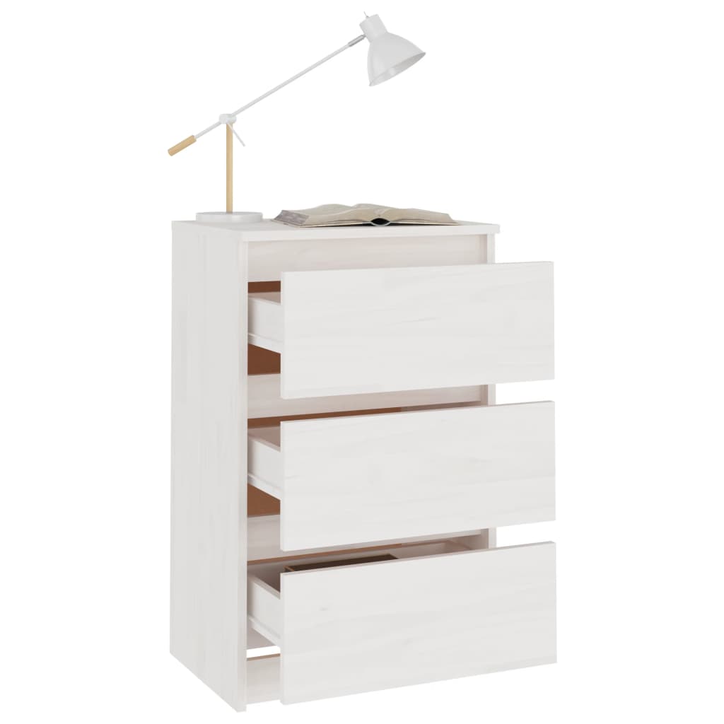Bedside Cabinet White 40x29.5x64 cm Solid Pine Wood