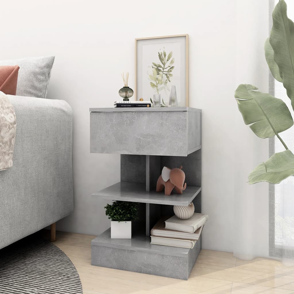Bedside Cabinet Concrete Grey 40x35x65 cm Engineered Wood