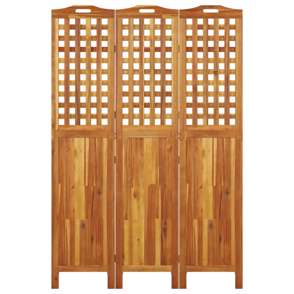 3-Panel Room Divider 121.5x2x180 cm Solid Wood Acacia