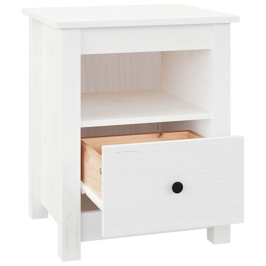 Bedside Cabinet White 40x35x49 cm Solid Wood Pine