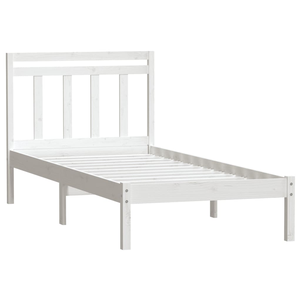 3100580 vidaXL Bed Frame without Mattress White Solid Wood 100x200 cm (810008+814080)