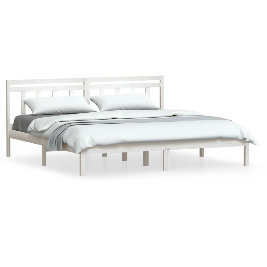 3100600 vidaXL Bed Frame without Mattress White Solid Wood 160x200 cm (810028+814105)