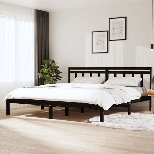 3100613 vidaXL Bed Frame without Mattress Black Solid Wood 200x200 cm (810041+814118)