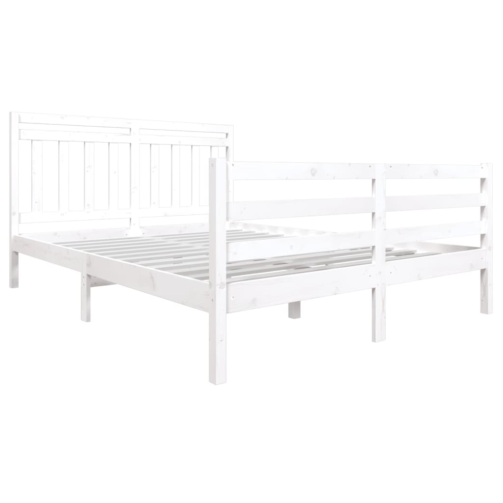 3100665 vidaXL Bed Frame without Mattress White Solid Wood 160x200 cm (810441+814105)