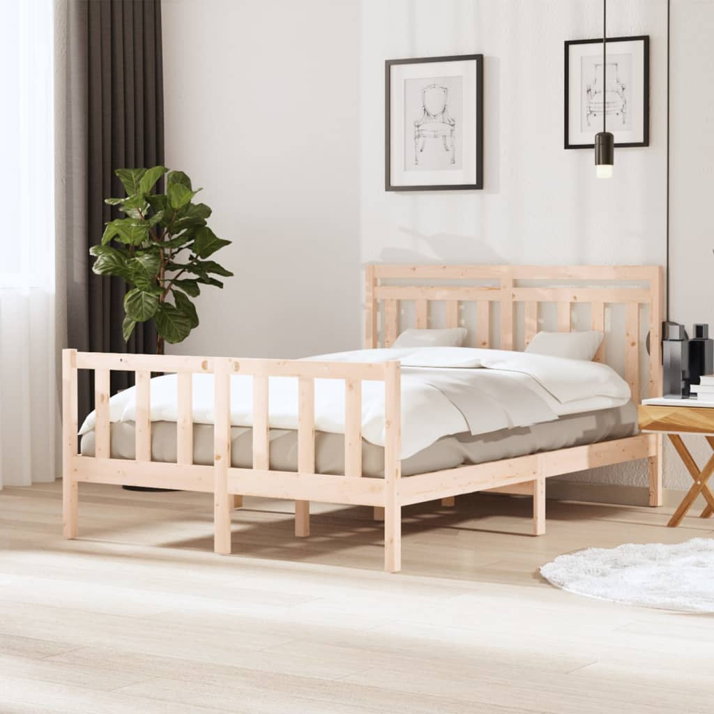 3100699 vidaXL Bed Frame without Mattress Solid Wood 140x190 cm (810062+814094)