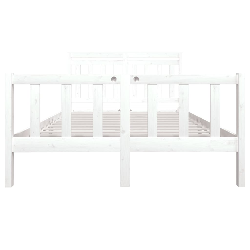 3100700 vidaXL Bed Frame without Mattress White Solid Wood 140x190 cm (810063+814095)