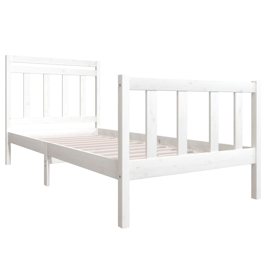 3100710 vidaXL Bed Frame without Mattress White Solid Wood 100x200 cm (810073+814080)