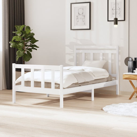 3100710 vidaXL Bed Frame without Mattress White Solid Wood 100x200 cm (810073+814080)