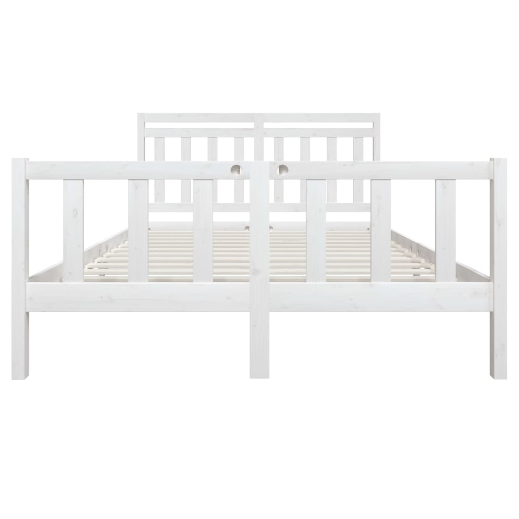 3100969 vidaXL Bed Frame without Mattress White Solid Wood 160x200 cm (810093+814105)