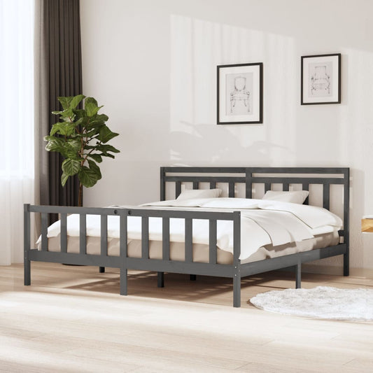 3100980 vidaXL Bed Frame without Mattress Grey Solid Wood 200x200 cm (810104+814116)