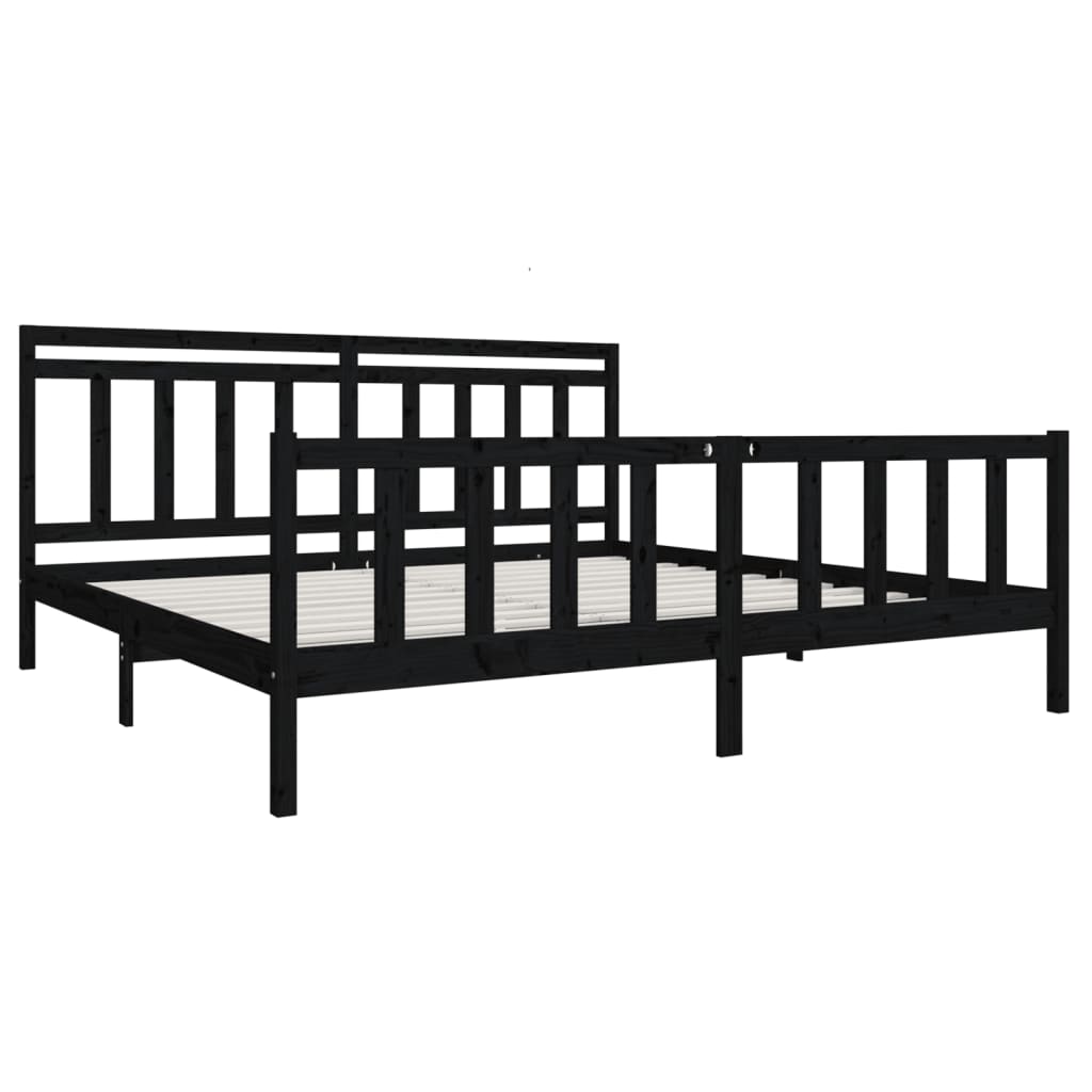 3100982 vidaXL Bed Frame without Mattress Black Solid Wood 200x200 cm (810106+814118)