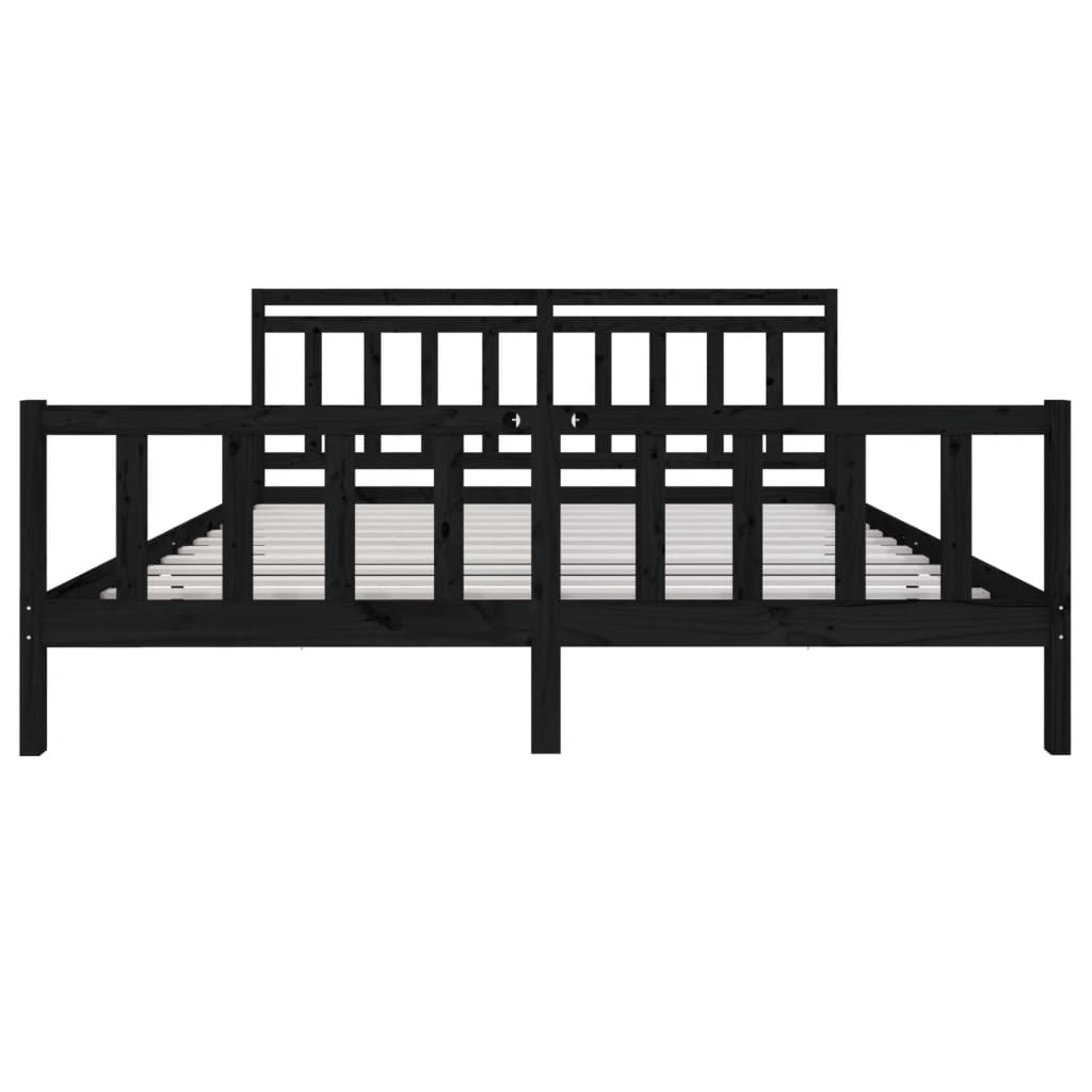 3100982 vidaXL Bed Frame without Mattress Black Solid Wood 200x200 cm (810106+814118)