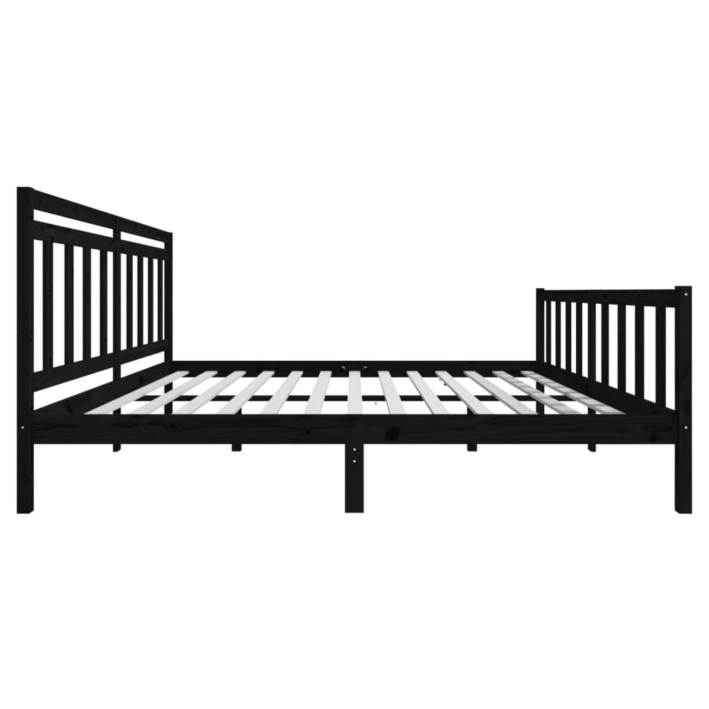 3100982 vidaXL Bed Frame without Mattress Black Solid Wood 200x200 cm (810106+814118)