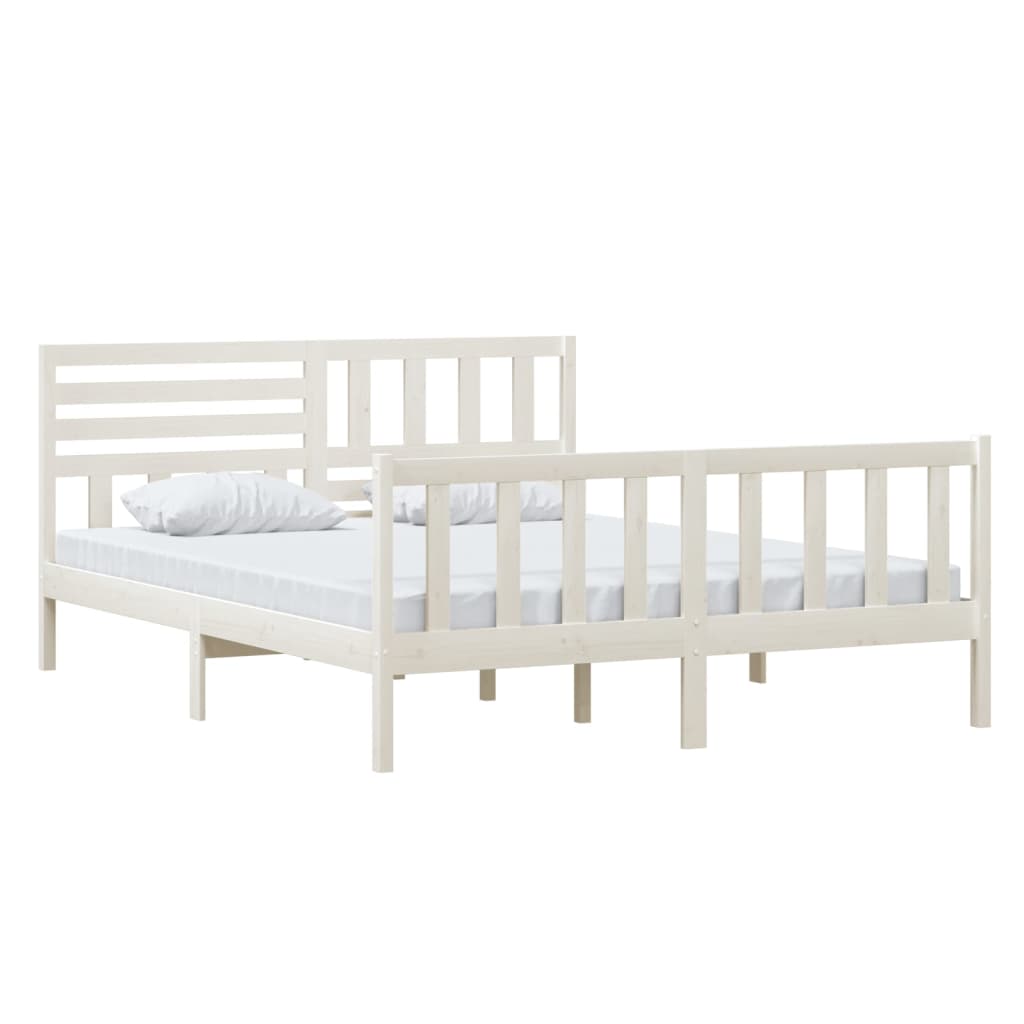 3101164 vidaXL Bed Frame without Mattress White Solid Wood 160x200 cm (810093+814155)