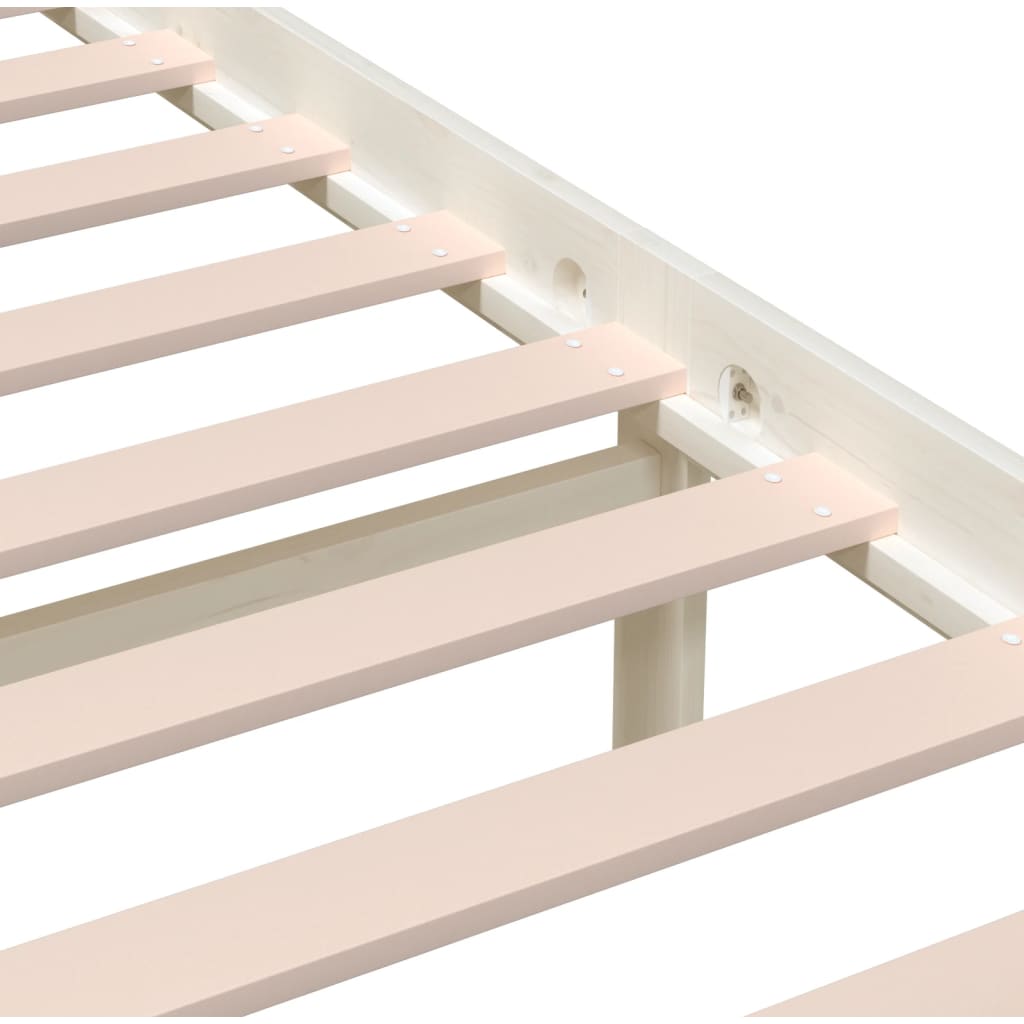 3101164 vidaXL Bed Frame without Mattress White Solid Wood 160x200 cm (810093+814155)