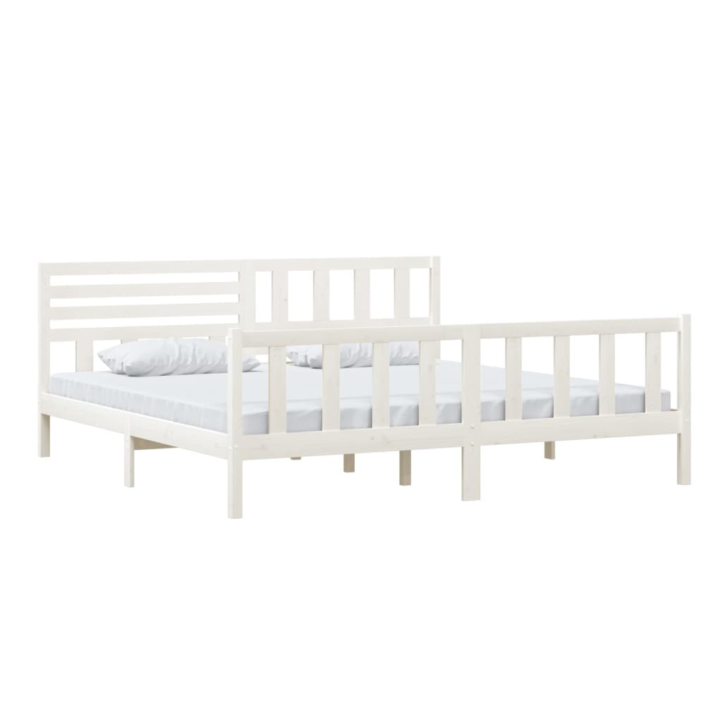 3101174 vidaXL Bed Frame without Mattress White Solid Wood 200x200 cm (810103+814165)