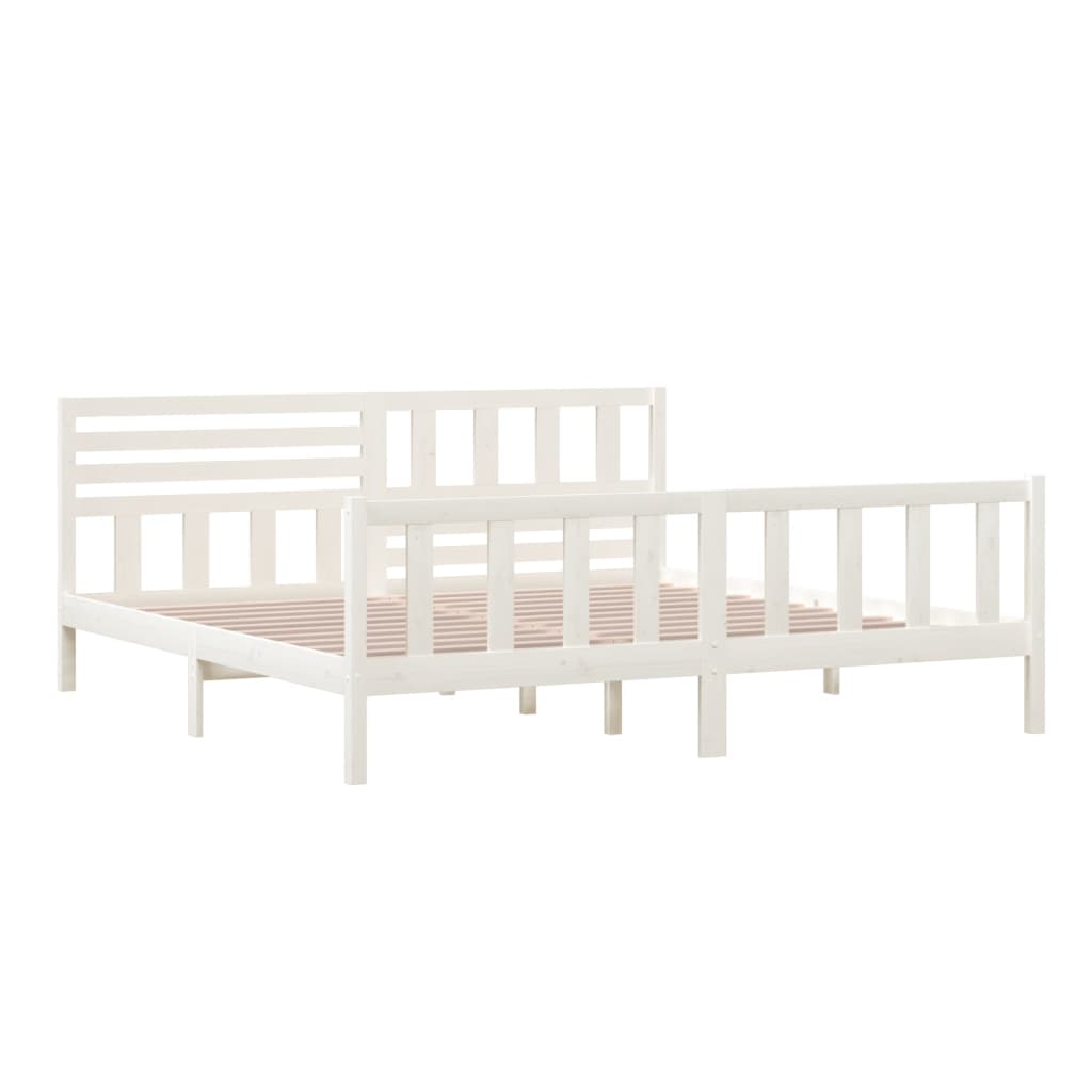 3101174 vidaXL Bed Frame without Mattress White Solid Wood 200x200 cm (810103+814165)