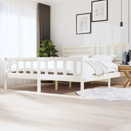 3101174 vidaXL Bed Frame without Mattress White Solid Wood 200x200 cm (810103+814165)