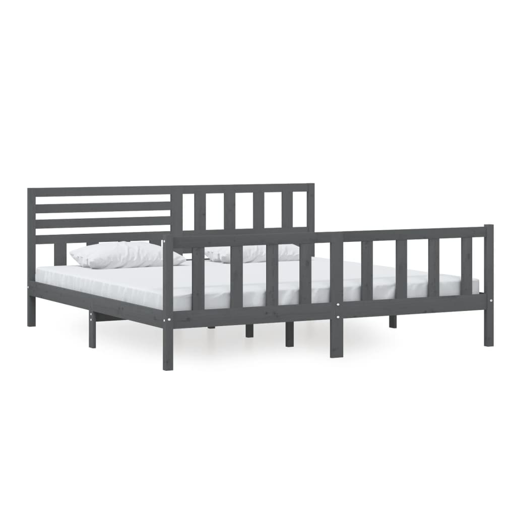 3101175 vidaXL Bed Frame without Mattress Grey Solid Wood 200x200 cm (810104+814166)