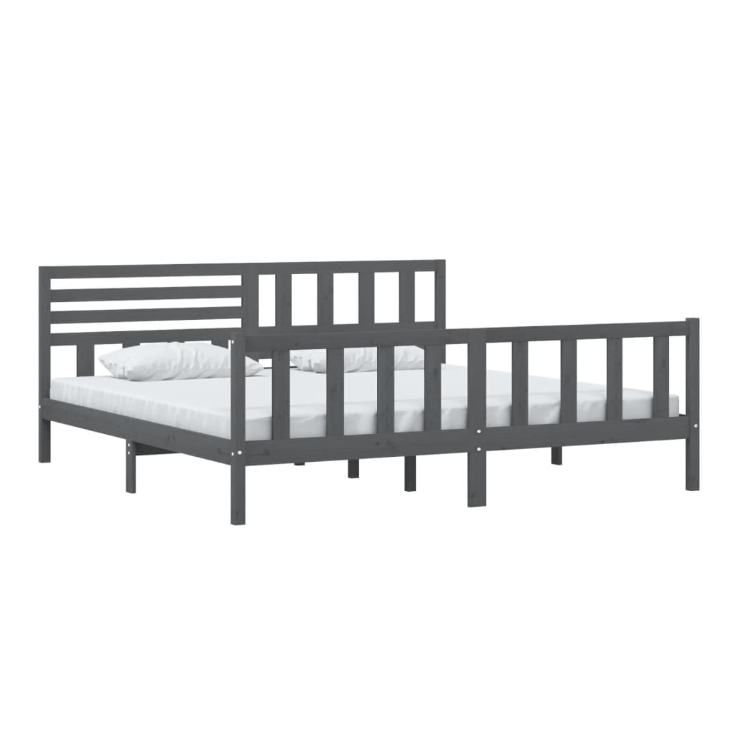 3101175 vidaXL Bed Frame without Mattress Grey Solid Wood 200x200 cm (810104+814166)