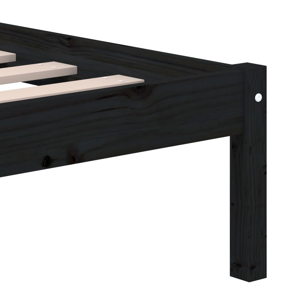 3101202 vidaXL Bed Frame without Mattress Black Solid Wood 140x190 cm (810001+814198)