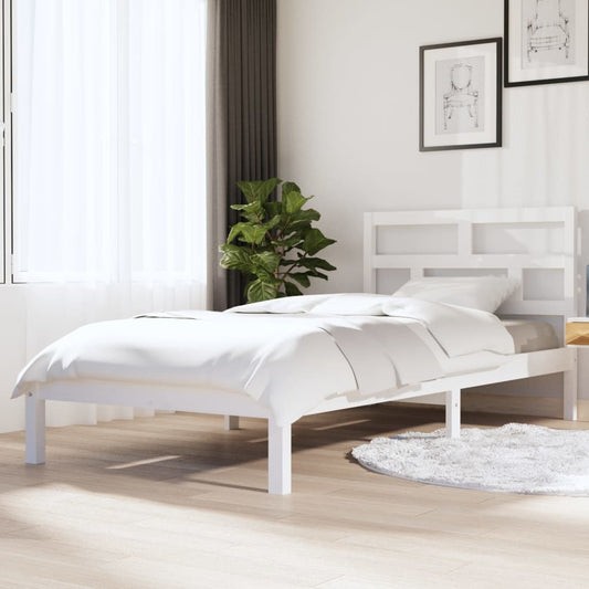 3101204 vidaXL Bed Frame without Mattress White Solid Wood 90x200 cm (810003+814175)