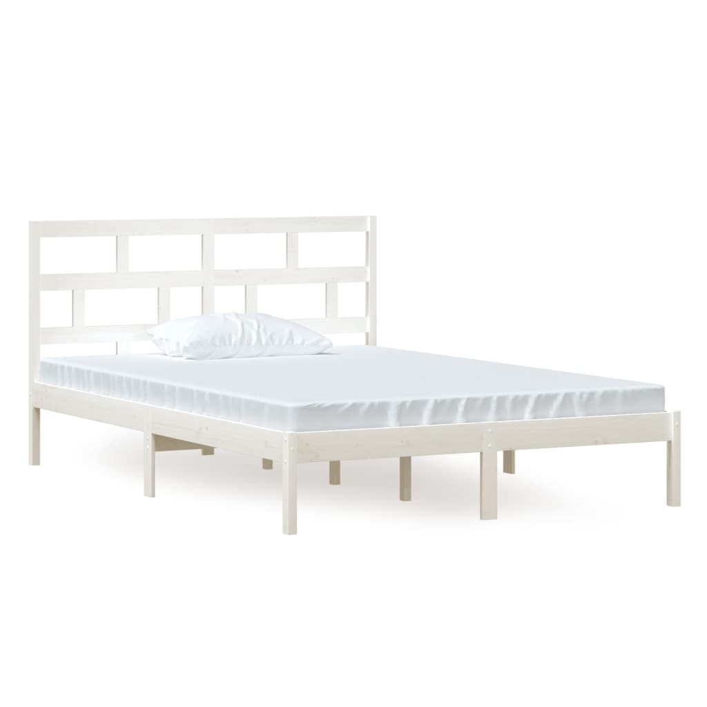 3101219 vidaXL Bed Frame without Mattress White Solid Wood 140x200 cm (810018+814195)