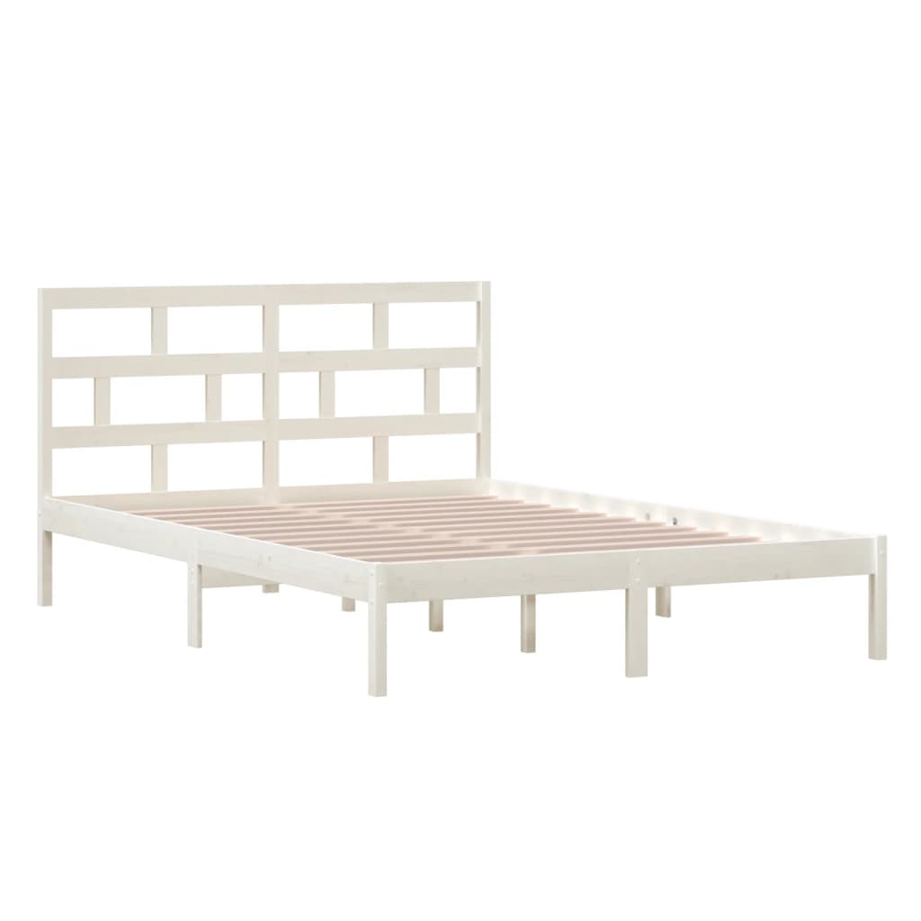 3101219 vidaXL Bed Frame without Mattress White Solid Wood 140x200 cm (810018+814195)