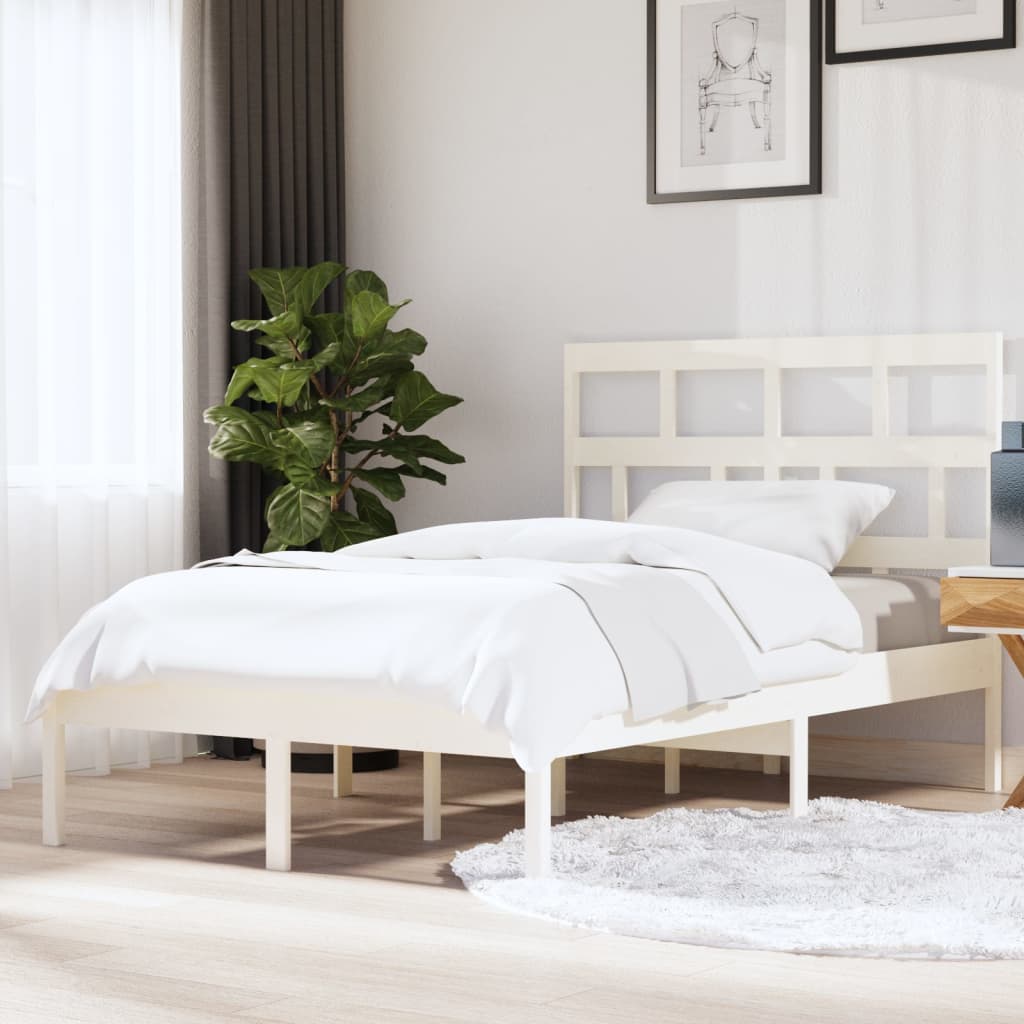 3101219 vidaXL Bed Frame without Mattress White Solid Wood 140x200 cm (810018+814195)
